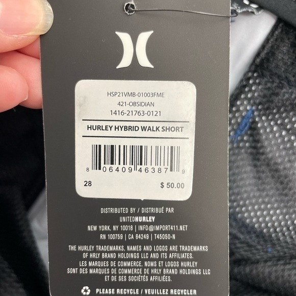 NWT Hurley Hybrid walk short Size 28 M313 - Picture 6 of 7